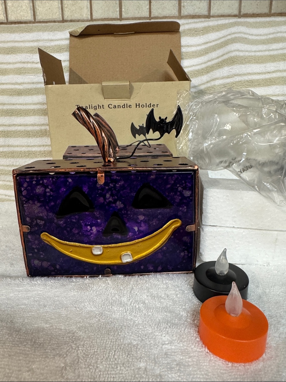 Halloween Pumpkin Tealight Candle Holder - Cracker Barrel NEW NEVER USED